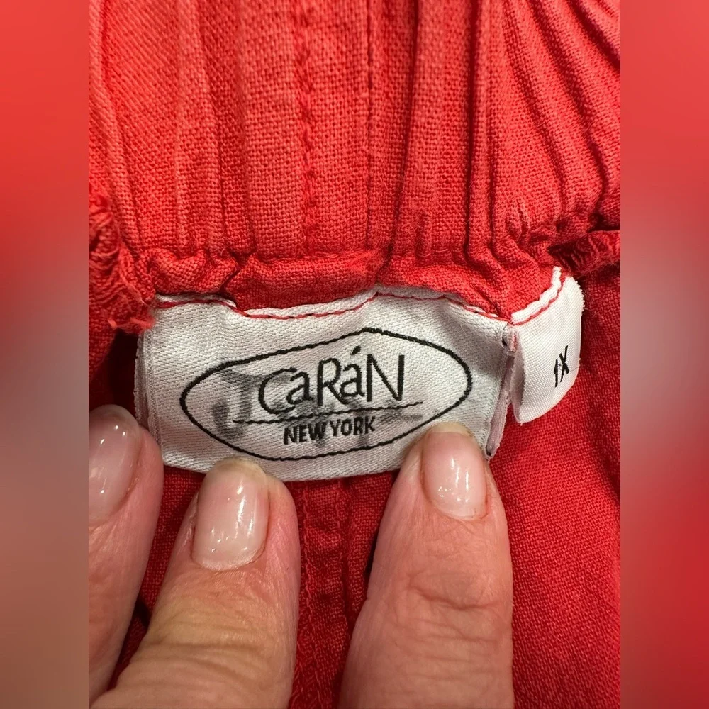 CaRáN New York Red Cotton Cargo Pants Plus Size 1X Coastal Boho Minimalist
